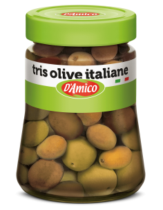 TRIS di OLIVE ITALIANE INTERE in acqua e sale