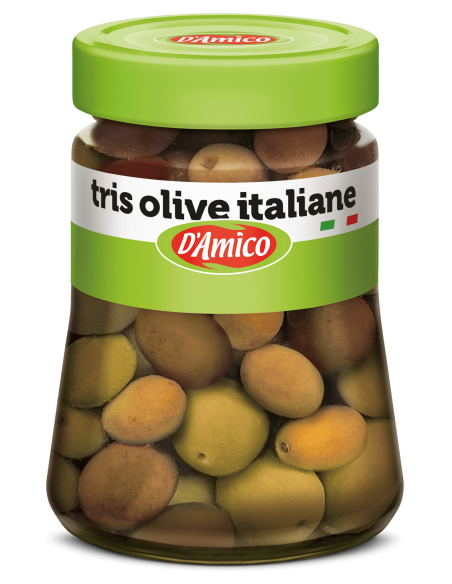 TRIS di OLIVE ITALIANE INTERE in acqua e sale