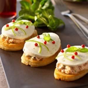 Bruschetta with lemon anchovies mousse and mozzarella